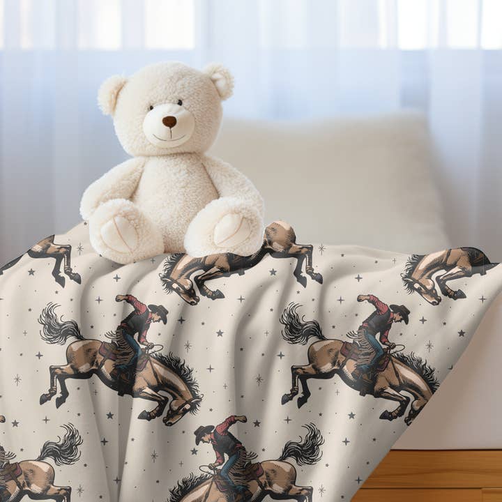 Rufflеѕ & Bоwtіеѕ - Affordable Boys & Girls Clothing - Wholesale Bedding Blanket - Kids & Baby - Boys Bucking Bronco Western Baby Nursery Blanket 30X40 2
