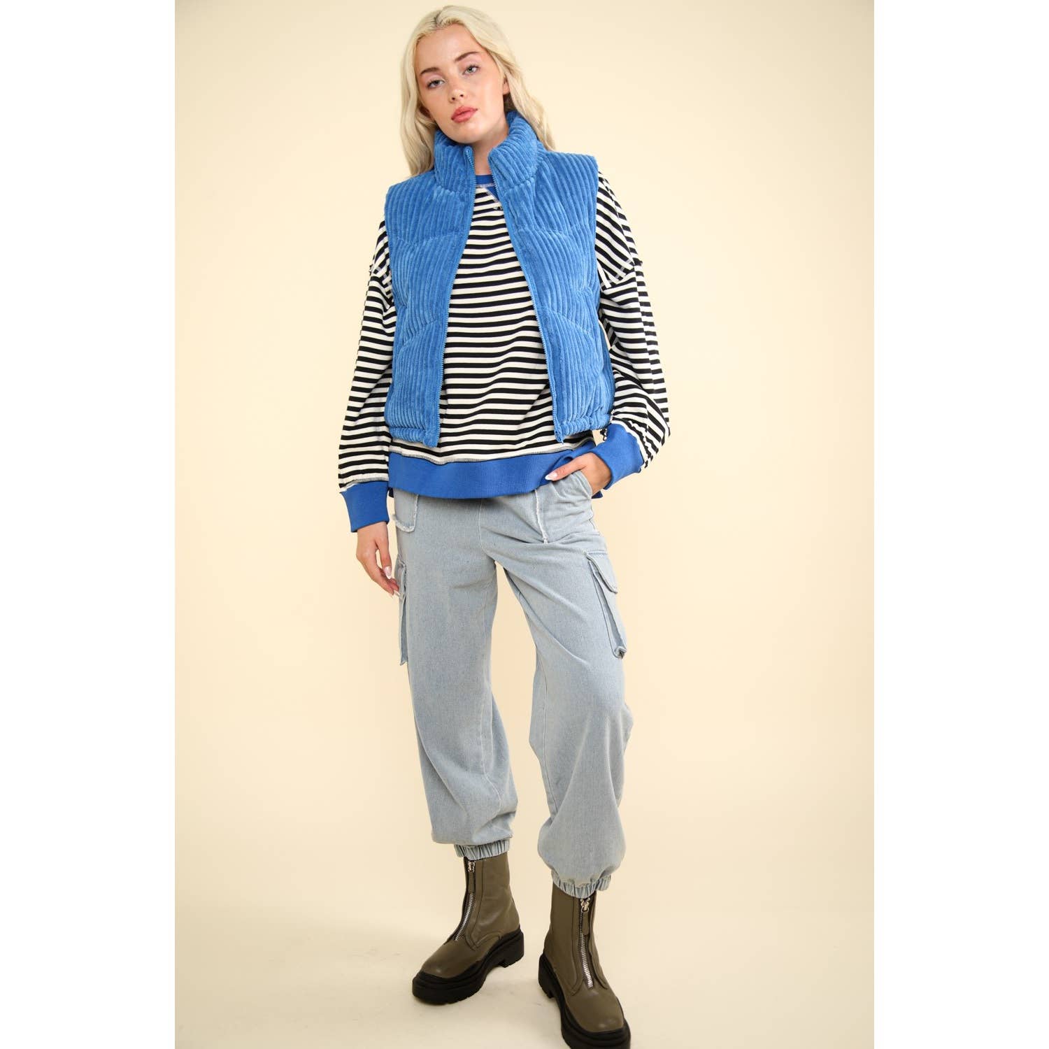 Apolline - Vente Veste sans manches – femme - Doudoune rembourrée en velours côtelé Zig Zag11