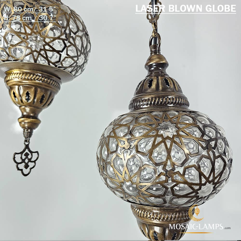 Mosaic Lamps - Wholesale Chandelier/Hanging Light - 5 Clear Cracked Globe Bar Chandelier15