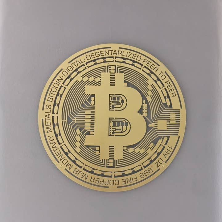 Bitcoin Metal Wall Decor, Crypto Metal Wall Art Gold Color 27''x27'' - 69x69 cm for wholesale by benjashop