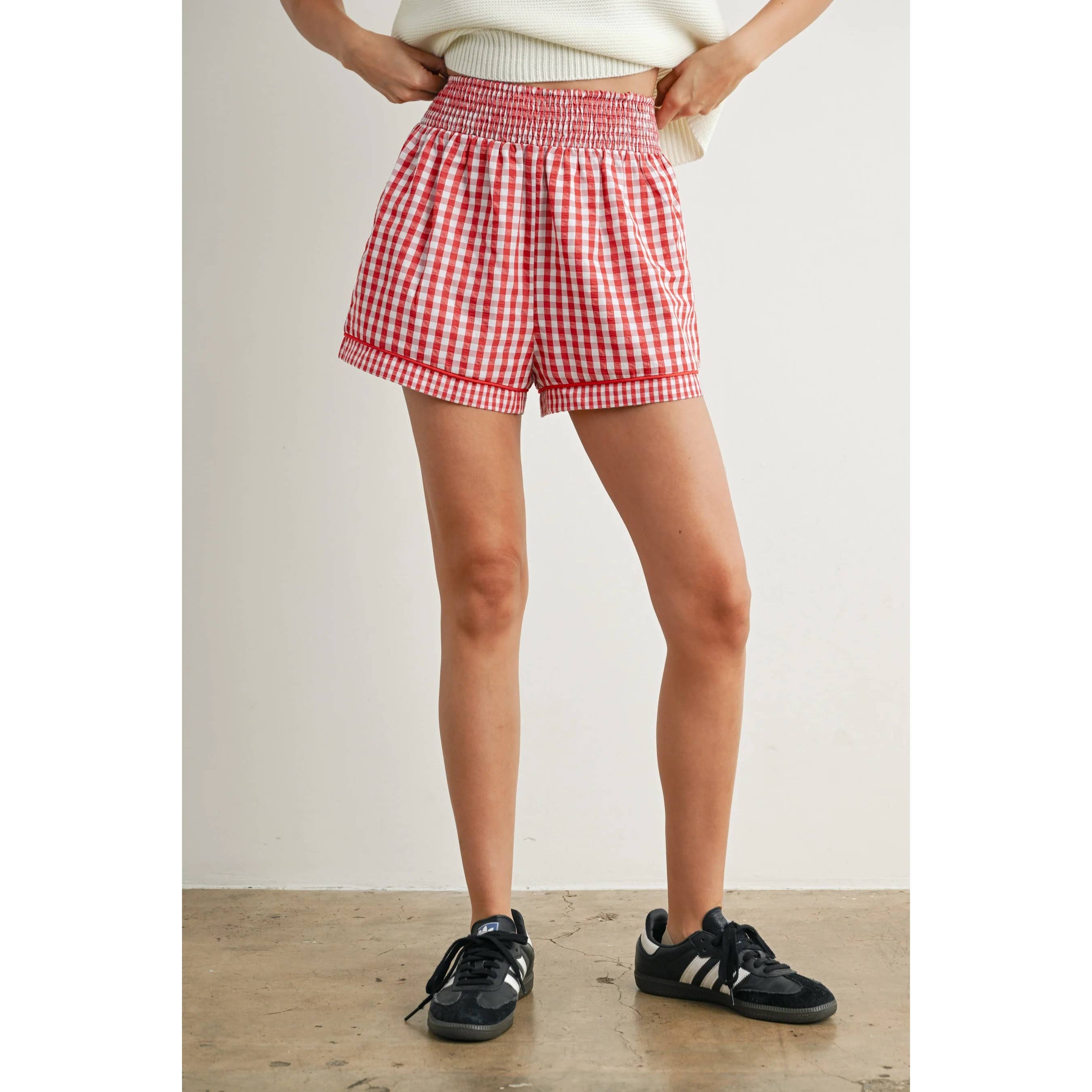 Apolline - Wholesale Shorts - Women's - Garterized Gingham Shorts Classic Charm Effortless Comfort11