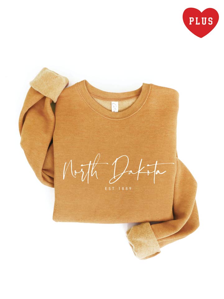 Sudadera con estampado EST.1889 Plus de DAKOTA DEL NORTE para venta al por mayor de OAT COLLECTIVE