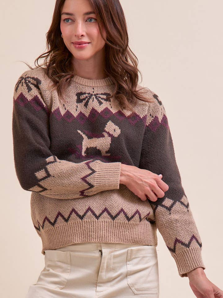 &MERCI - Wholesale Knit Sweater - Women's - DOG MOTIF SWEATER PULLOVER MSW1122223