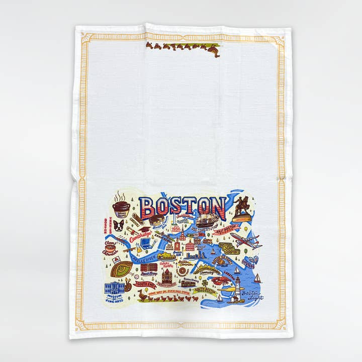 Commonwealth Souvenirs - Wholesale Tea Towel - Boston Vintage Map Tea Towel2