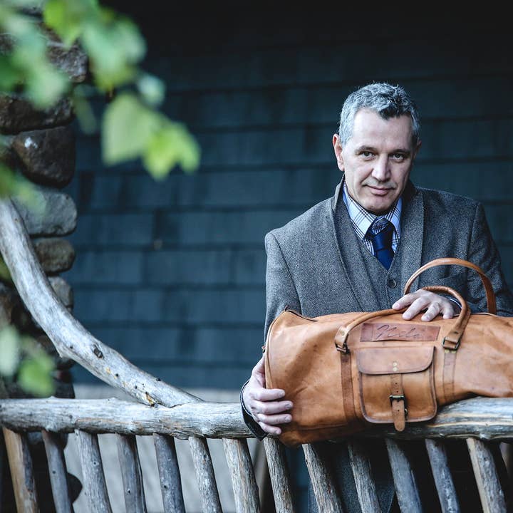 Tan Nila Vintage Weekender for wholesale on Faire8