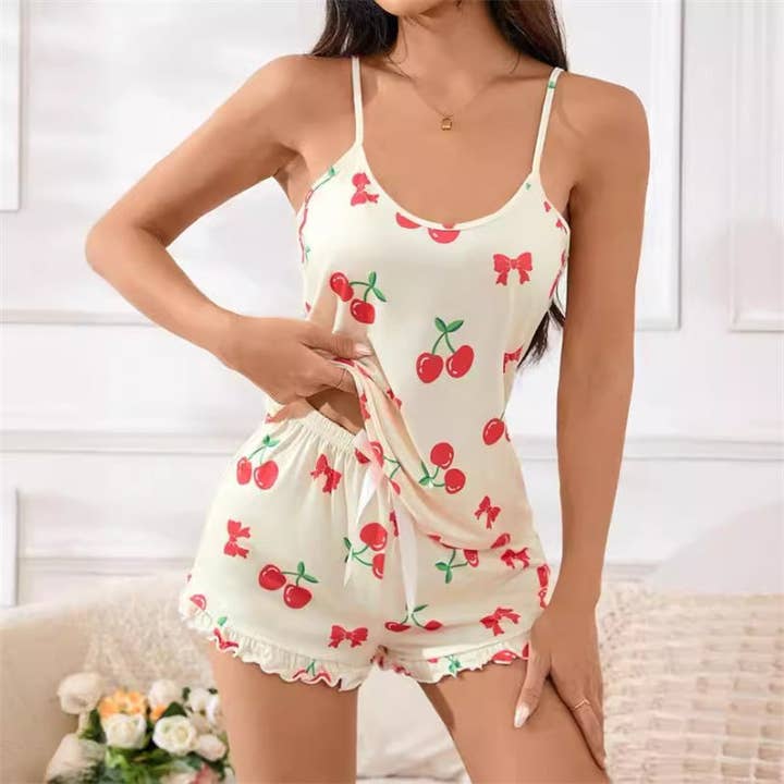 Women Fashion Sexy Thin Cherry Print Camisole Loose Shorts Pajamas Two-Piece Set and other Purchase Wholesale cherry pajamas. Free Returns & Net 60 Terms on Faire trending on Faire.
