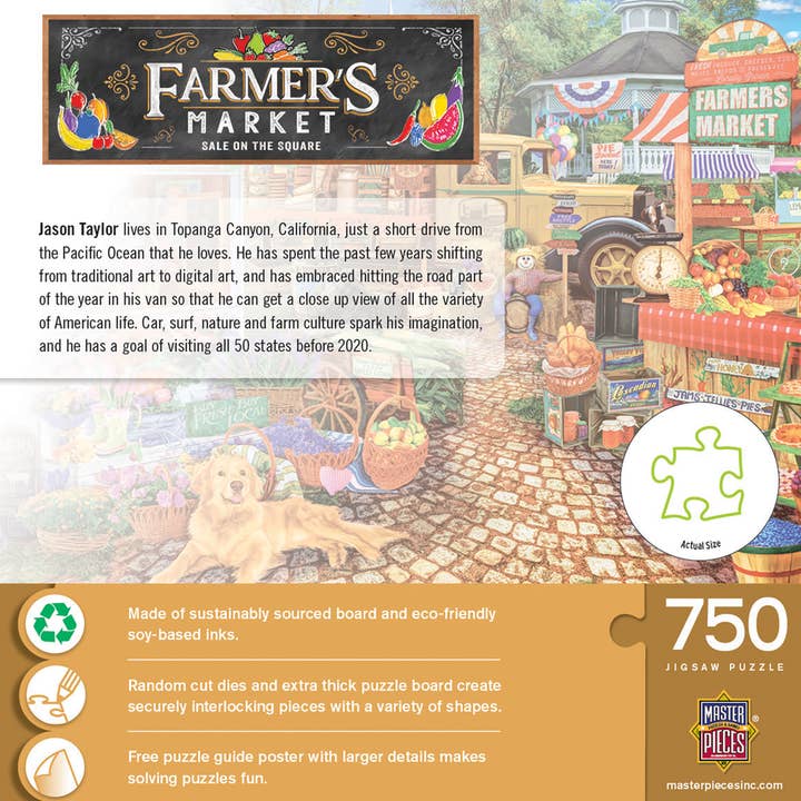 Masterpieces Puzzles - Wholesale Puzzle - Adult - Farmer's Market - Sale on the Square 750 Piece Puzzle2