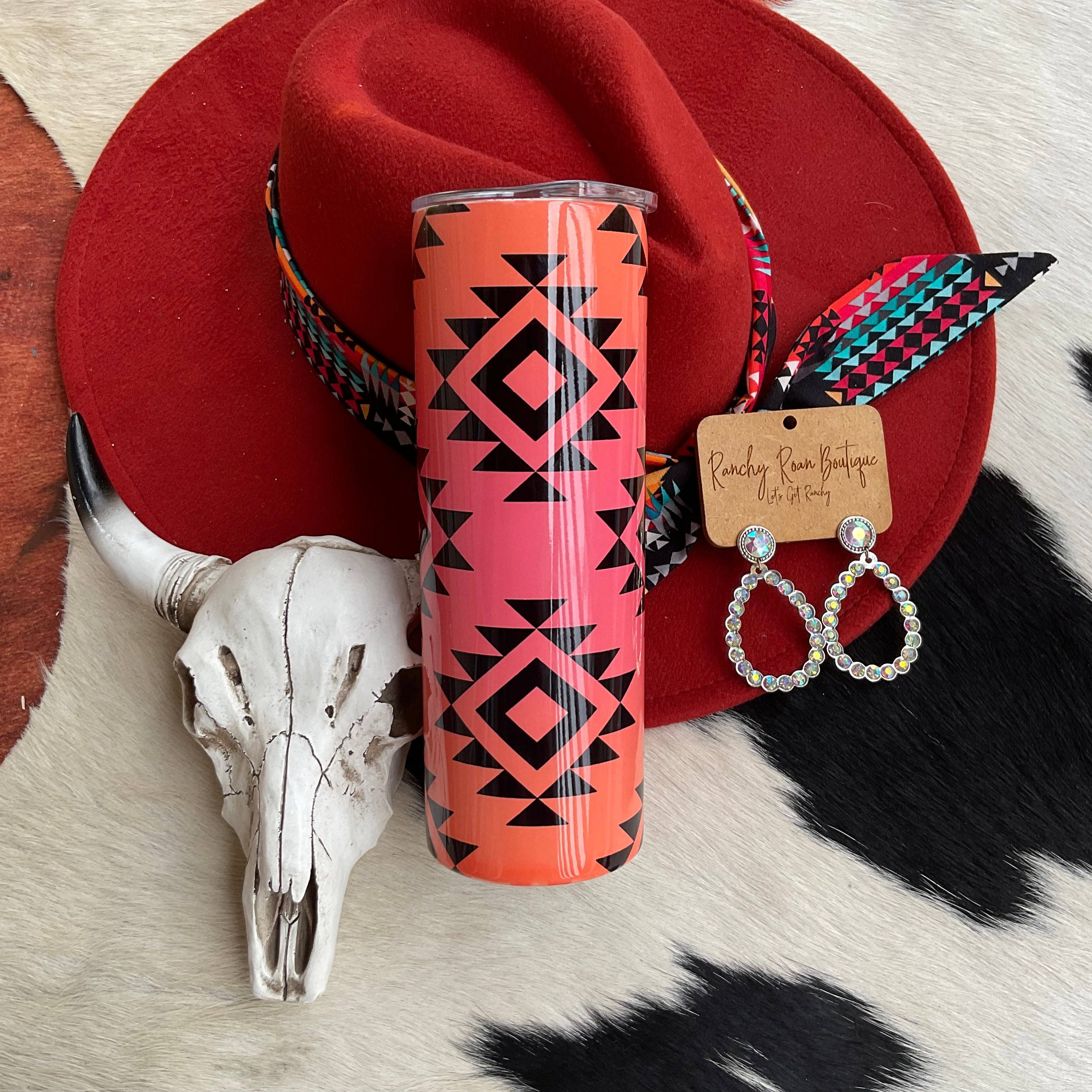 Ranchy Roan Boutique - Wholesale Insulated Mug/Tumbler - Ombré Aztec Western  20oz Skinny Tumbler2