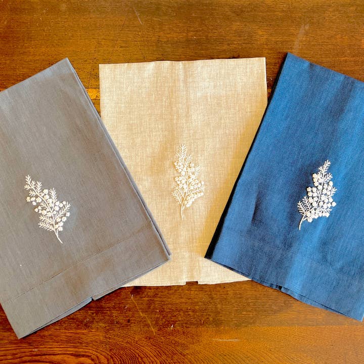 Wooven - Wholesale Hand Towel - "Botanicals" Hand Towels, hand embroidered linen