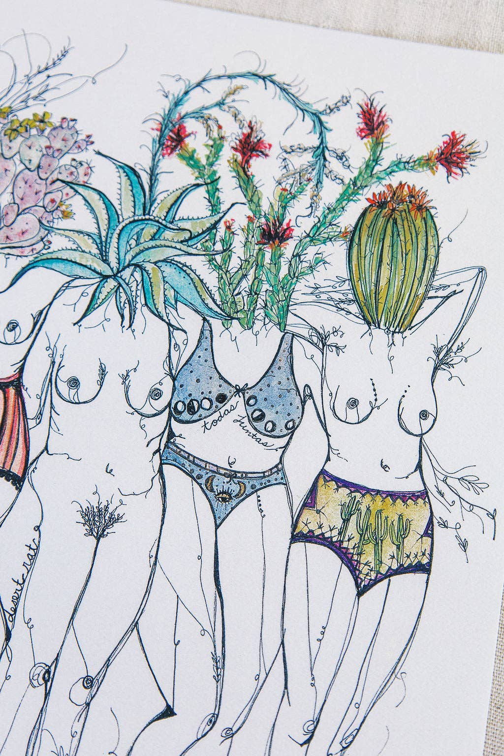 Marcy Ellis – Großhandel Kunstdruck – Wüstengöttinnen Feminine Kaktus Kunst Druck, Wanddekoration2