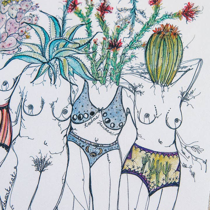 Marcy Ellis – Großhandel Kunstdruck – Wüstengöttinnen Feminine Kaktus Kunst Druck, Wanddekoration2