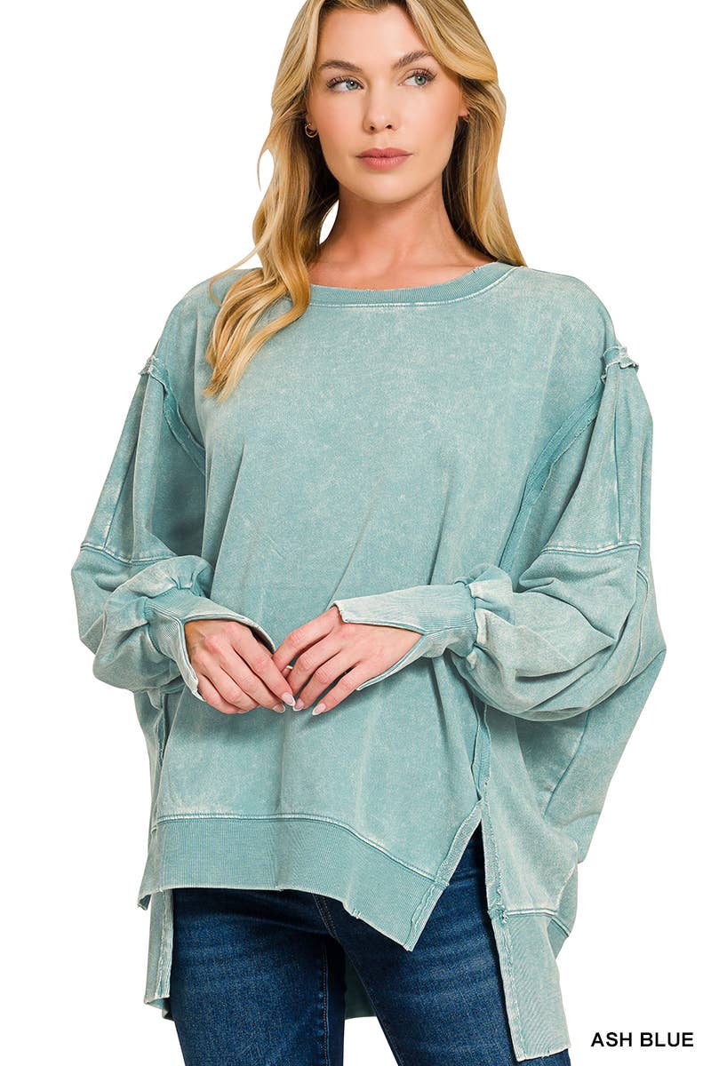 42POPS - Wholesale Sweatshirt - Women's - Split Cuff Washed Oversized Sweatshirt27