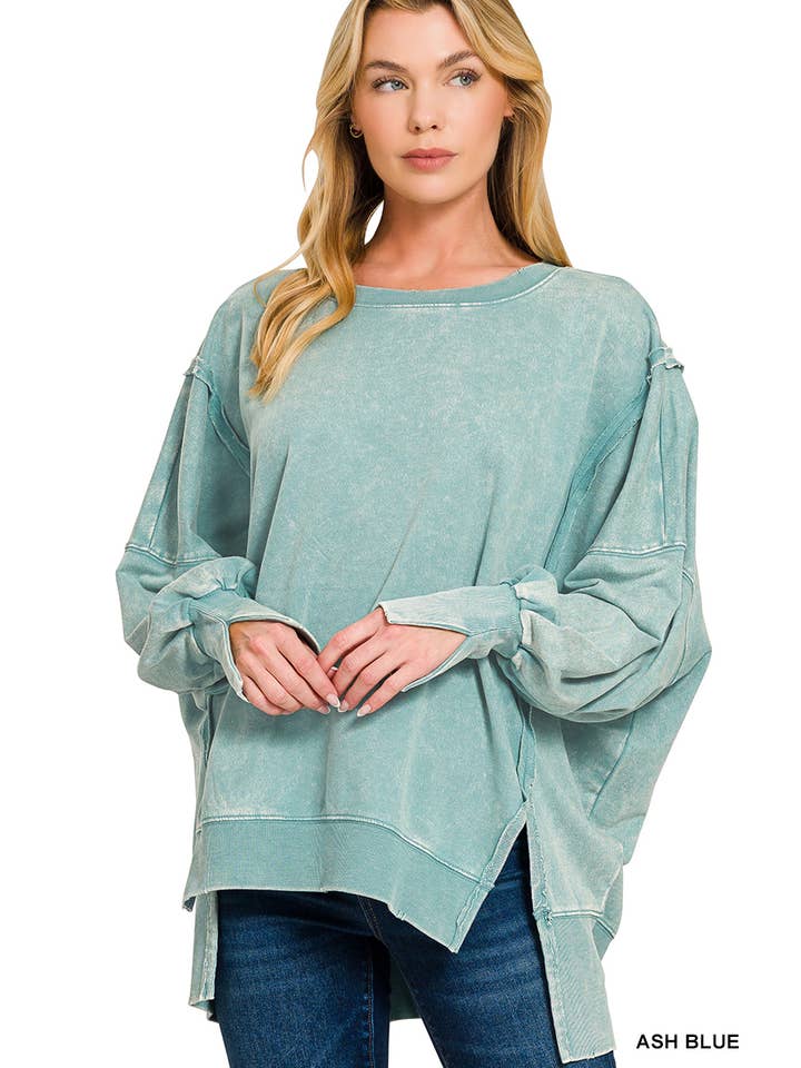 42POPS - Wholesale Sweatshirt - Women's - Split Cuff Washed Oversized Sweatshirt27