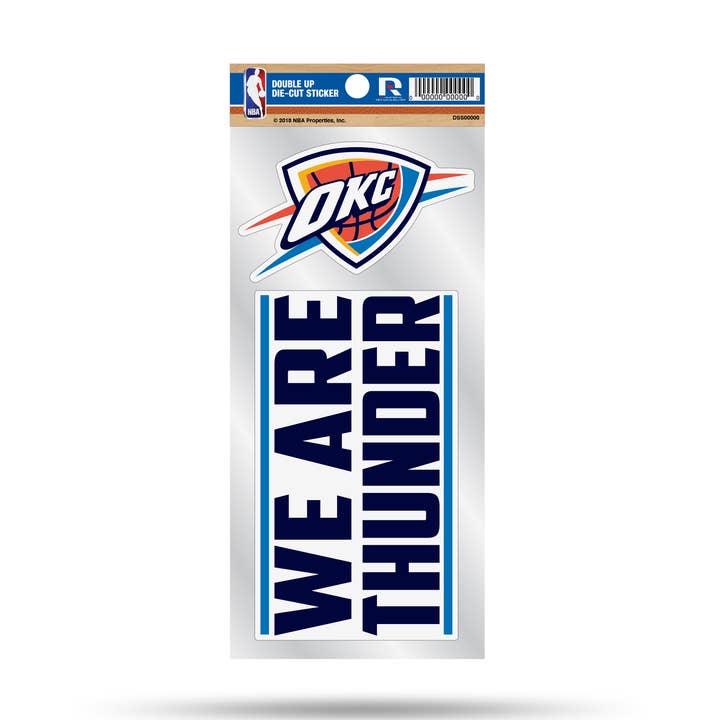 Oklahoma City Thunder Double Up Die Cut Sticker for wholesale by Rico Industries