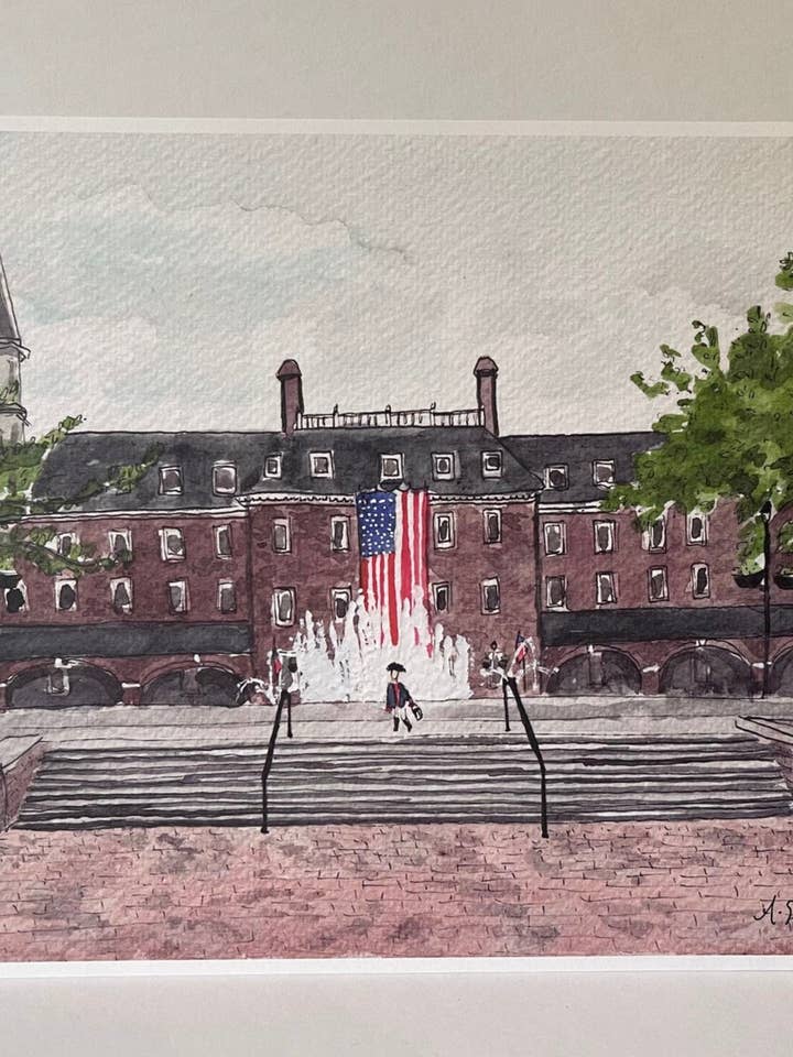 Alexandria City Hall Watercolor Print for wholesale by Alexandra Schmeling Fine Art