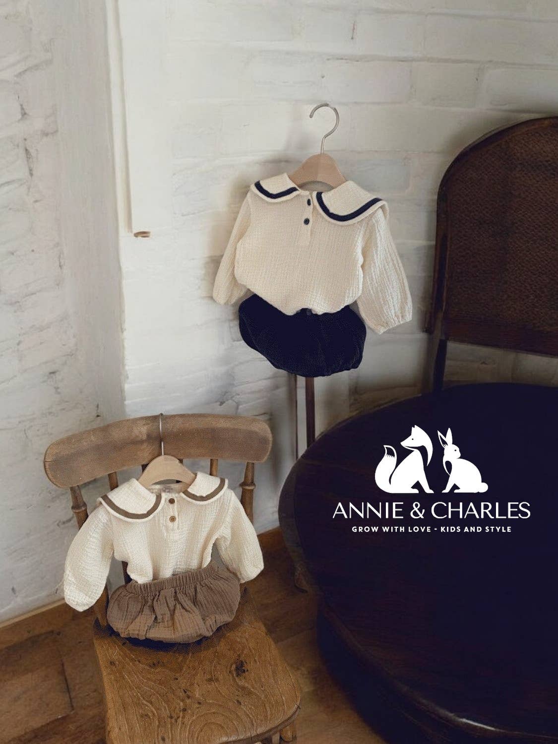 Annie & Charles - Wholesale Top & Short Set - Baby - Annie & Charles® muslin set with organic cotton collar7