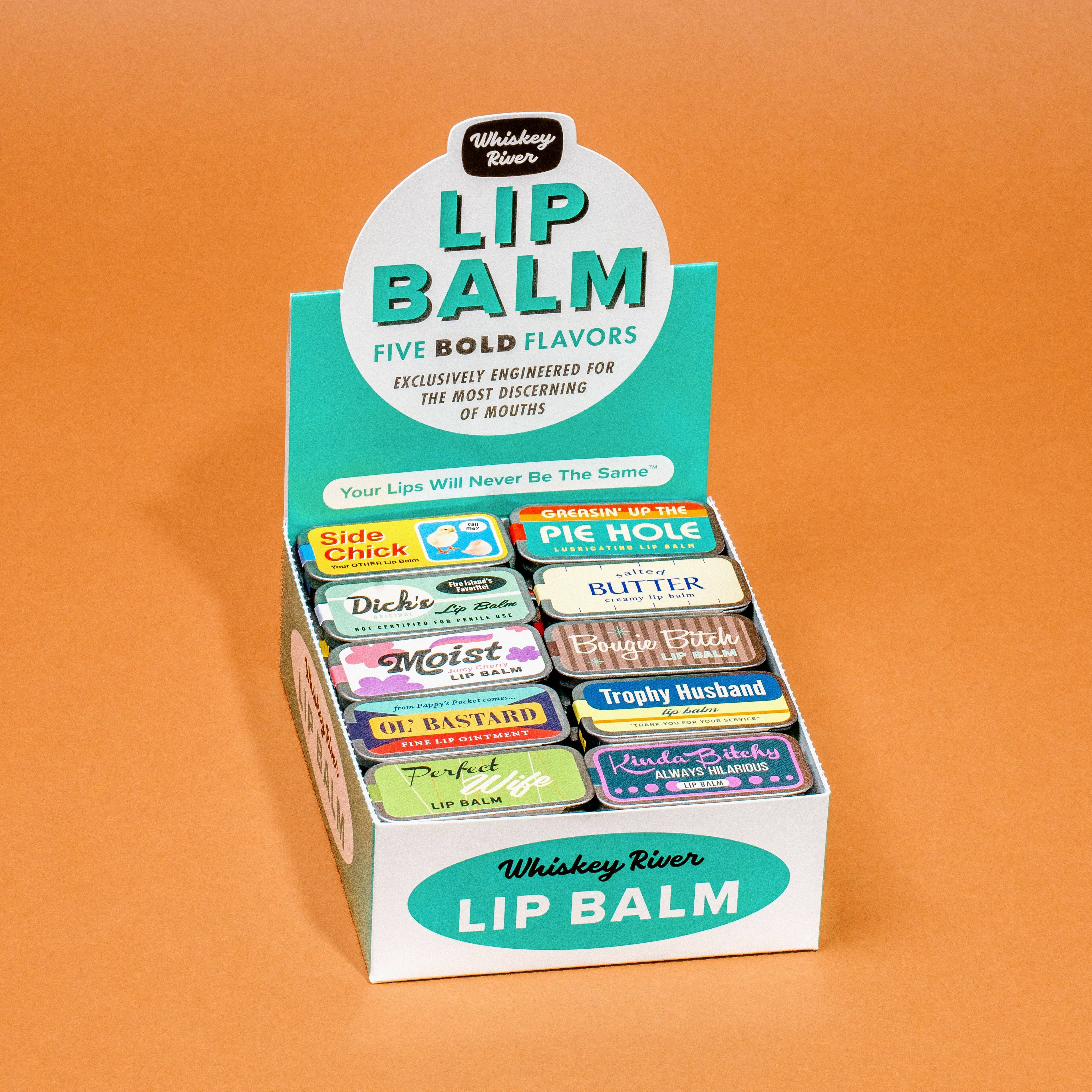 Whiskey River Soap Co. - Wholesale Lip Balm Set - Lip Balm Bestsellers 10-Pack with Display
