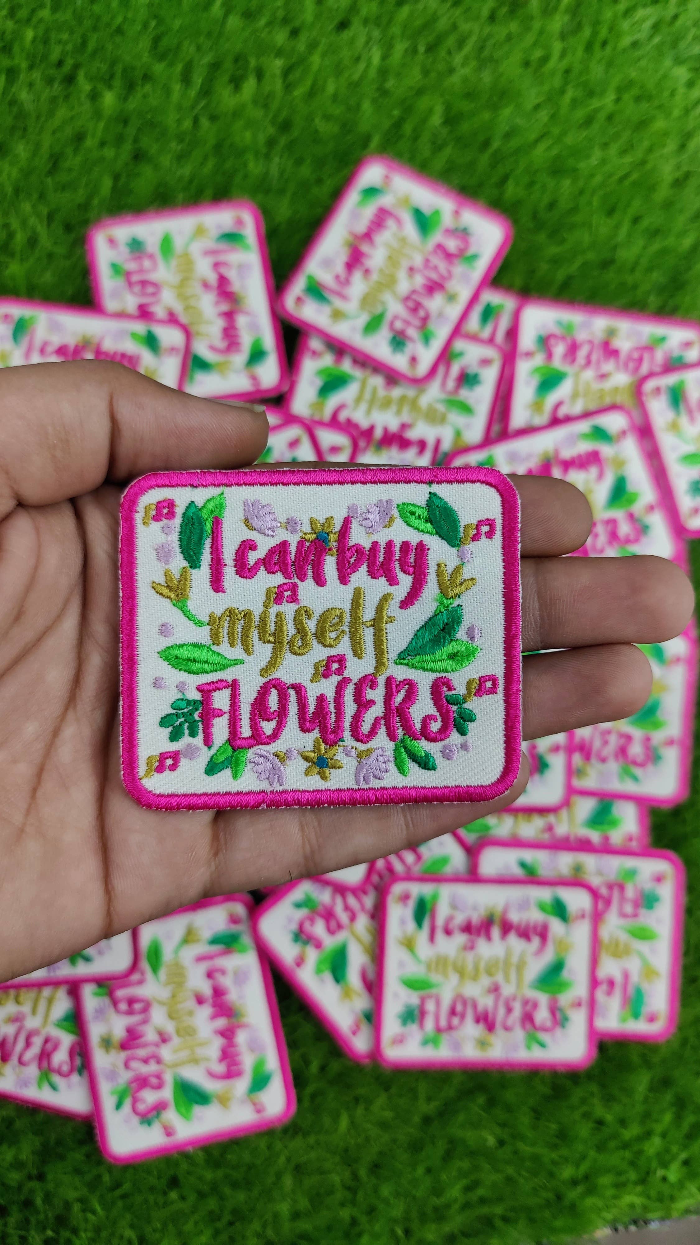 Patchgram - Wholesale Patch - "I Can Buy Myself Flowers" Embroidered Patch – Pink Floral 2
