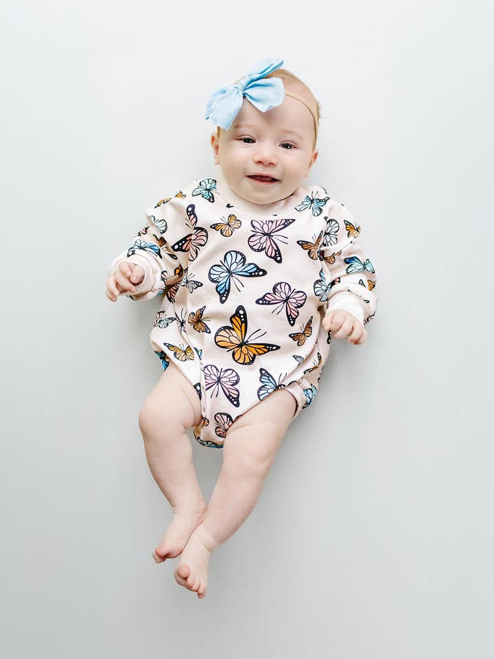 Bubble Romper | Butterflies for wholesale by Lucky Panda Kids