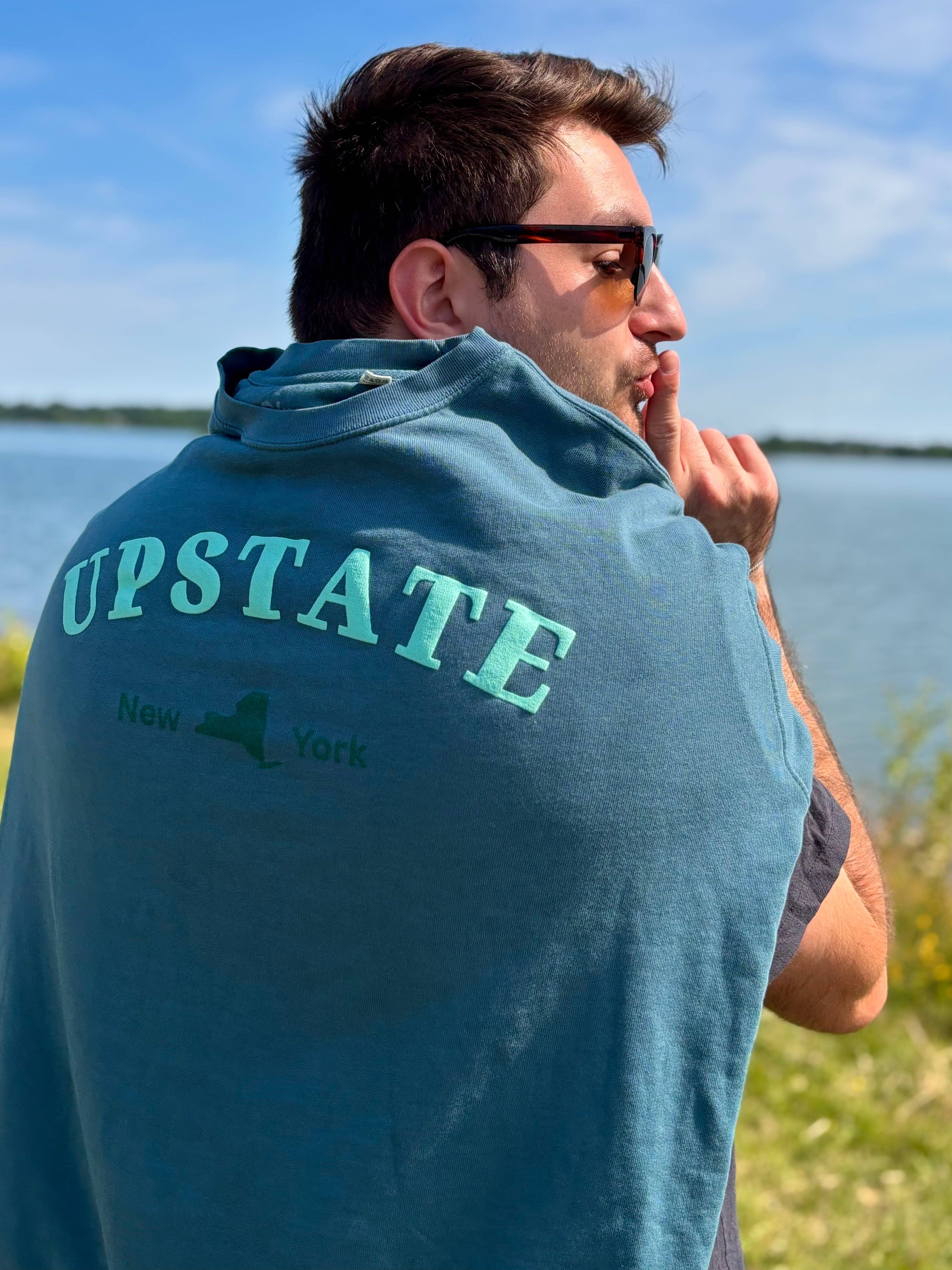 Just Wandering Co. - Wholesale Graphic Sweatshirt - Women's - Upstate New York Teal Puff Print Crewneck – Dyed Ringspun Fleece2