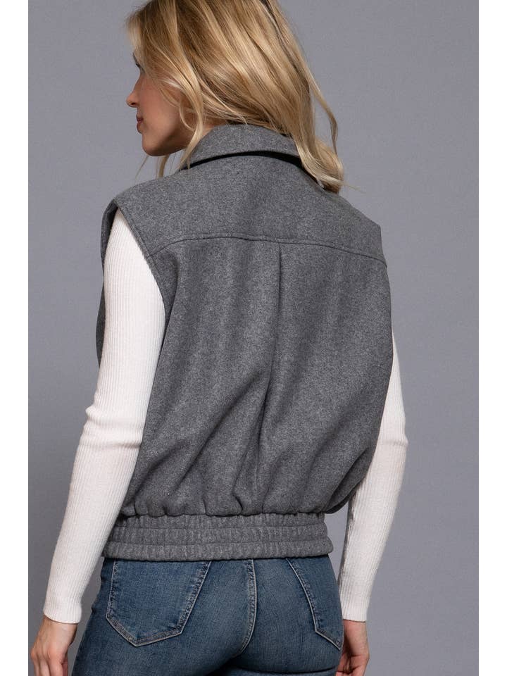 Active Basic | Active USA - Wholesale Outerwear Vest - Women's - Notched Collar Soft Felt Zip Up Vest17