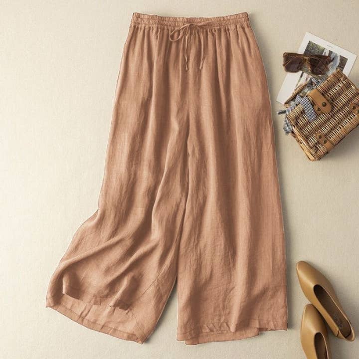 FurDecoration – wholesale Pants – Women's – Cotton Linen Ramie Wide Leg Retro Pants Women5