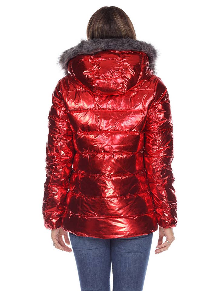 WHITE MARK - Wholesale Puffer Jacket - Women's - Women's Metallic Puffer Coat with Hoodie12