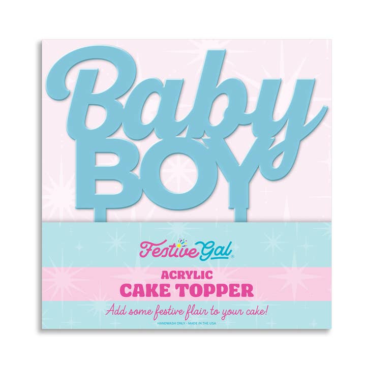 Baby Boy Acrylic Cake Topper for wholesale by Festive Gal