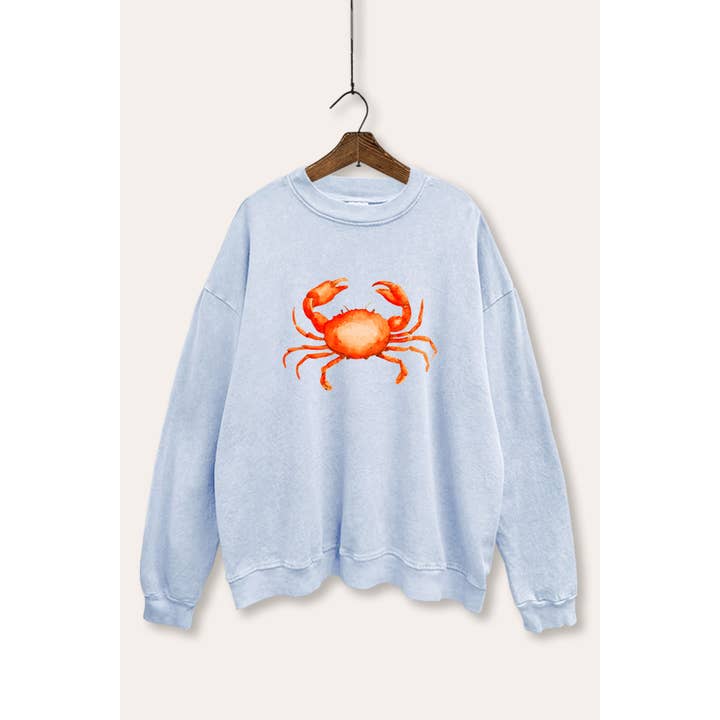*MEILLEURE VENTE* SWEATSHIRT GRAPHIQUE CRABE ROUGE LAVAGE MINÉRAL pour la vente par VINTAGE POINT USA