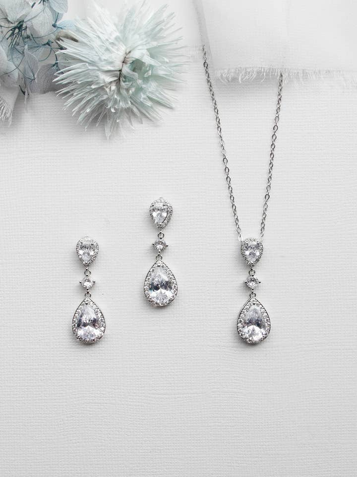 Makenna Øreringe Halskæde Sæt for engroshandel hos allureweddingjewelry