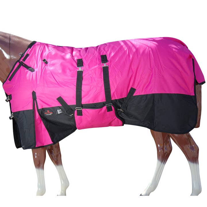 HILASON 600D Couverture d'Hiver Imperméable en Poly pour Cheval avec Sangle Ventrale Rose | Couvertures de Sortie pour Chevaux pour la vente par HILASON