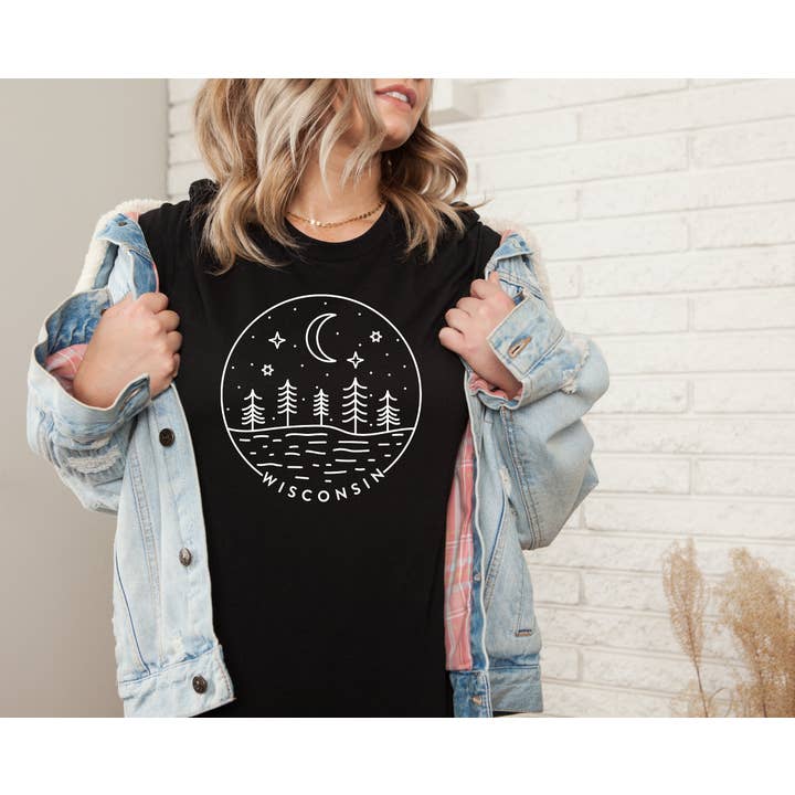 Autumn Rose Co. - Wholesale Screen Printed T-Shirt - Women's - Wisconsin Night Tee, Women Wisconsin Shirts, Graphic Tee1