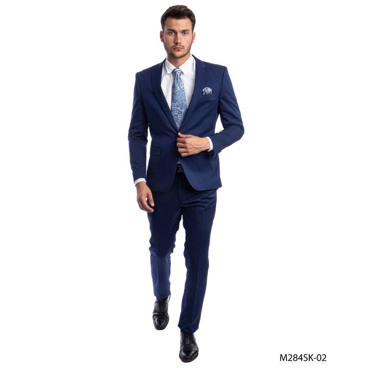 Fashion Mens Suits,2 PC Solid, Dark Blue for wholesale by Suits America