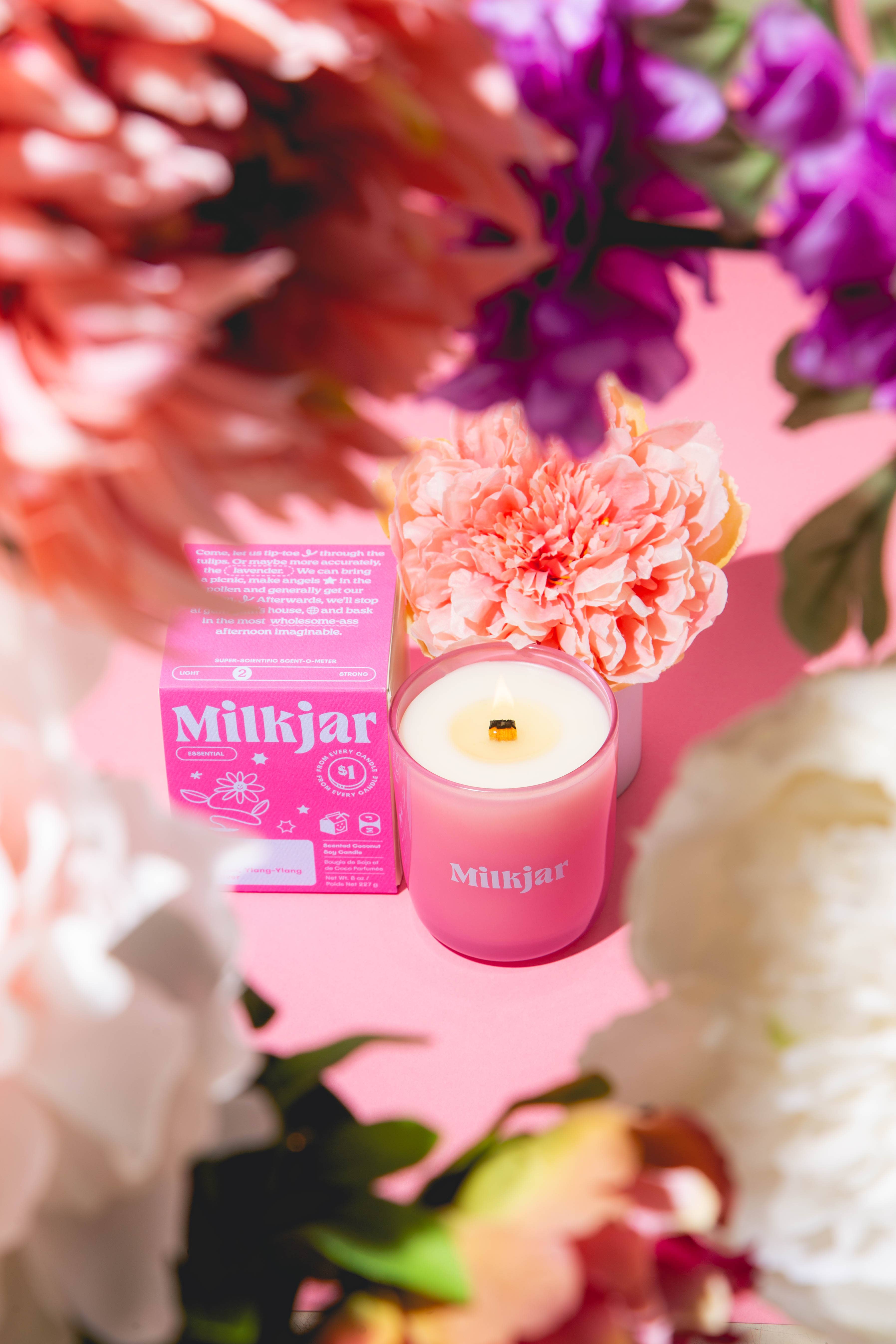 Milk Jar Candle Co. - Wholesale Jar/Filled Candle - Bloom - Essential Oil Coconut Soy 8oz Candle 3