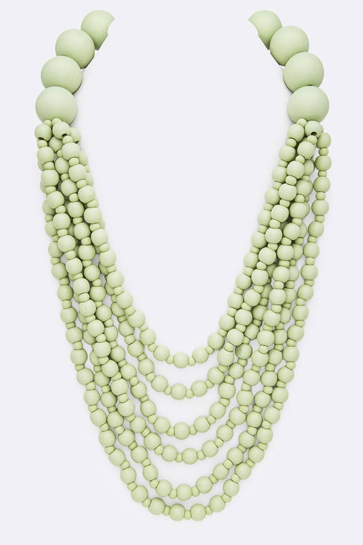 anbfashion - Wholesale Beaded/Pearl Necklace - Multi Strand Wooden Beads Necklace3