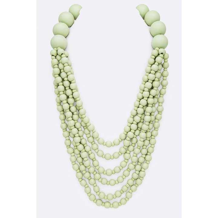 anbfashion - Wholesale Beaded/Pearl Necklace - Multi Strand Wooden Beads Necklace3