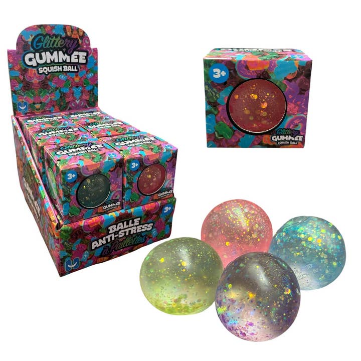 Handee Products - Wholesale Squishy Toy - Kids & Baby - Glittery Gummee Squish Ball - Assorted Colors
