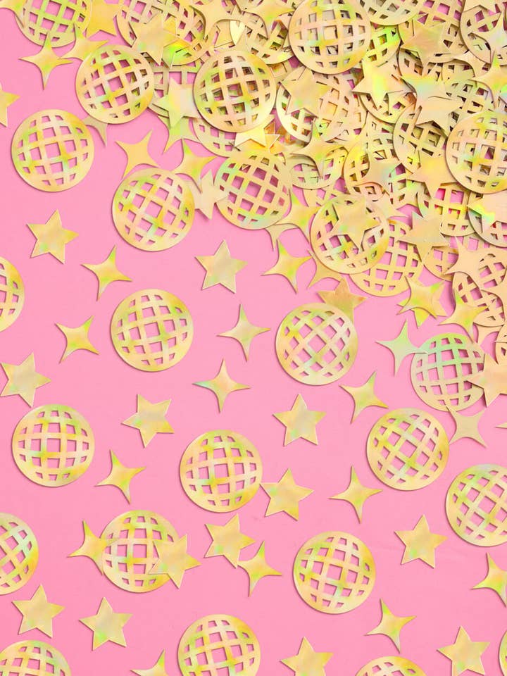 Confettis dorés groovy disco - 200 pcs confettis en papier métallisé pour anniversaire pour la vente par xo, Fetti