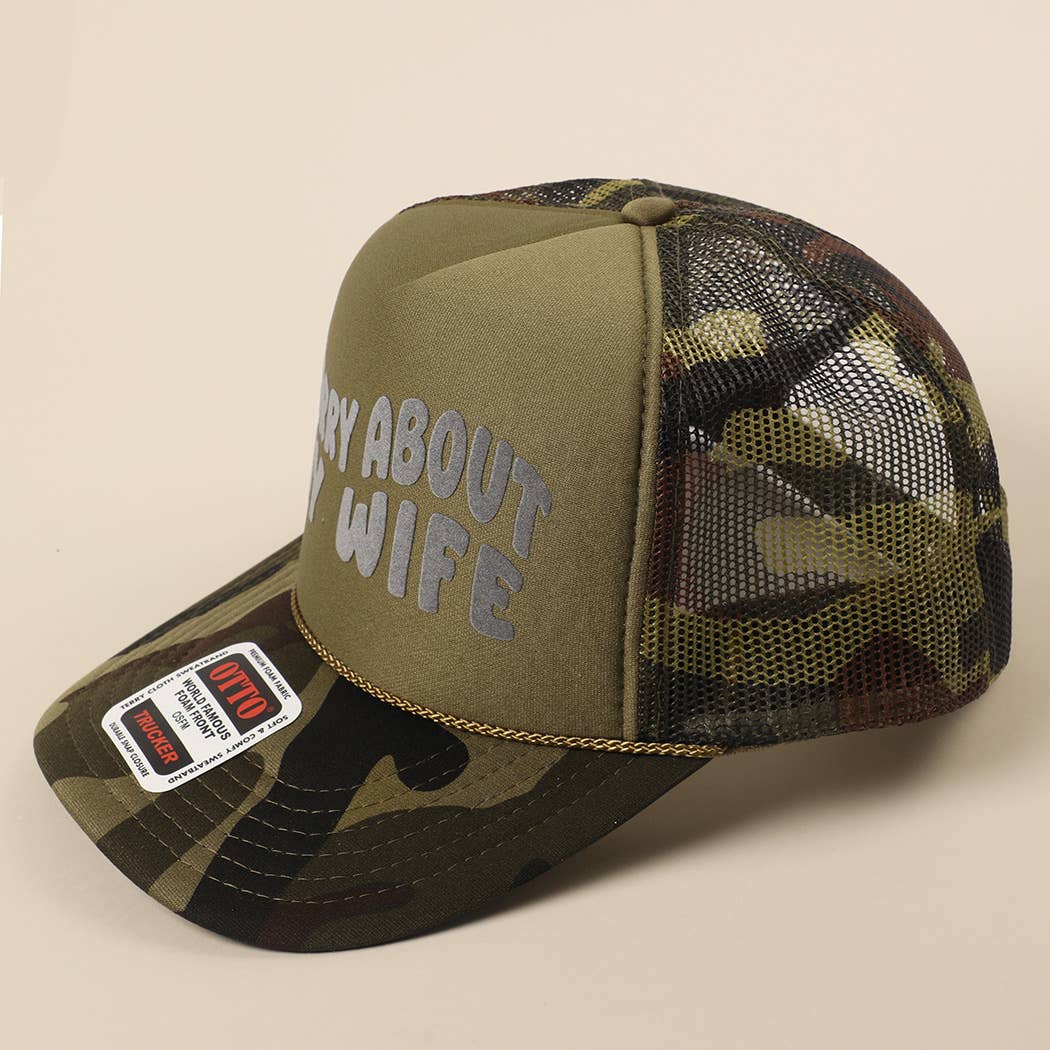 Fashion City - Wholesale Trucker Hat - Unisex - Sorry About My Wife / Husband Text Mesh Back Trucker Hat39