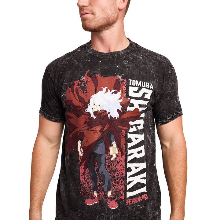 Bioworld Merchandising - Wholesale Screen Printed T-Shirt - Men's - My Hero Academia Tomura Shigaraki Men's Black Mineral Wash Oversized Crew Neck Short Sleeve T-shirt3