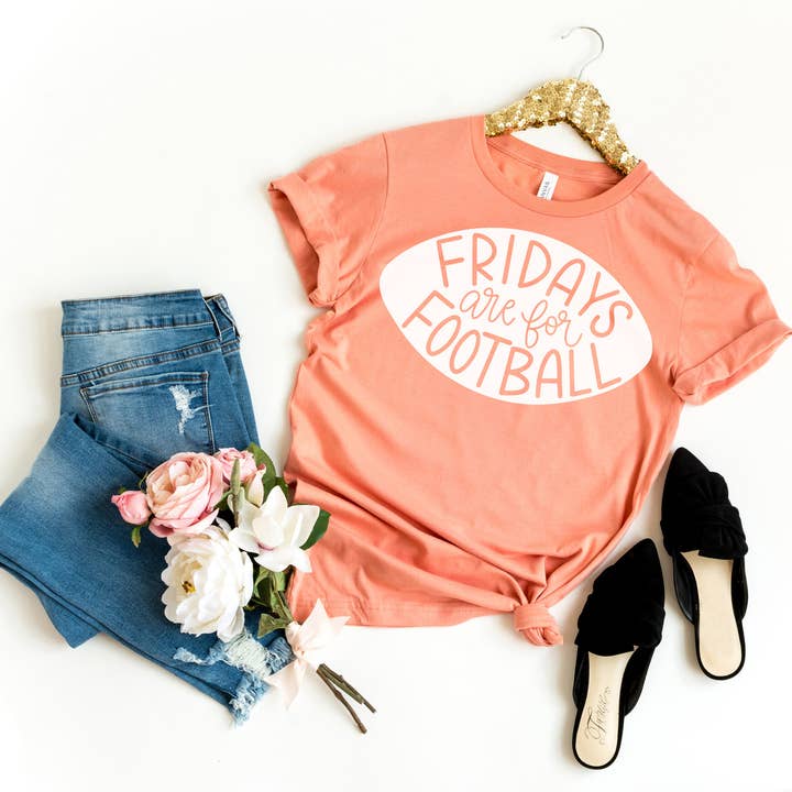 Fridays Are For Football Orange Tee White Ink for wholesale by Simply Tees