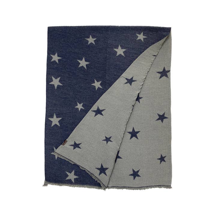 Fashion Scarf World - Wholesale Scarf - Women's - Reversible Pleated Star Print Wool Scarf