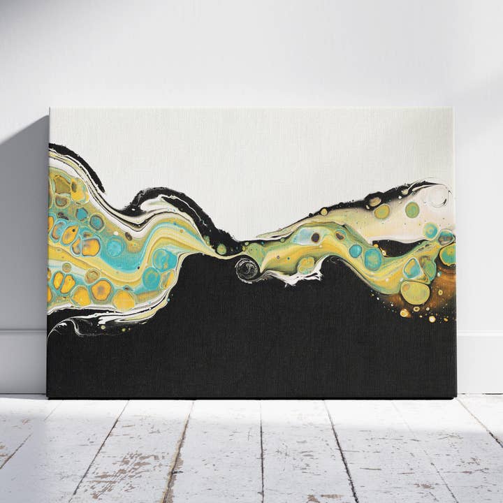 Courants dorés en mouvement - Impression sur toile encadrée pour la vente par House Prints