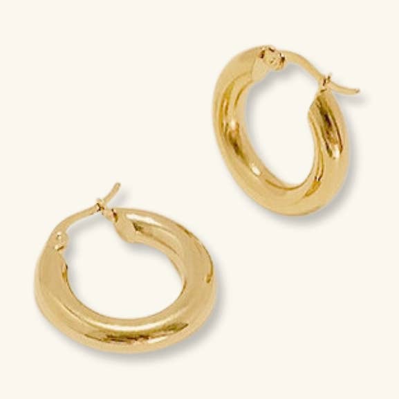 18k Stainless Steel Gold Mini Chunky Hoops Tarnish-free for wholesale by Elyse Jewelry