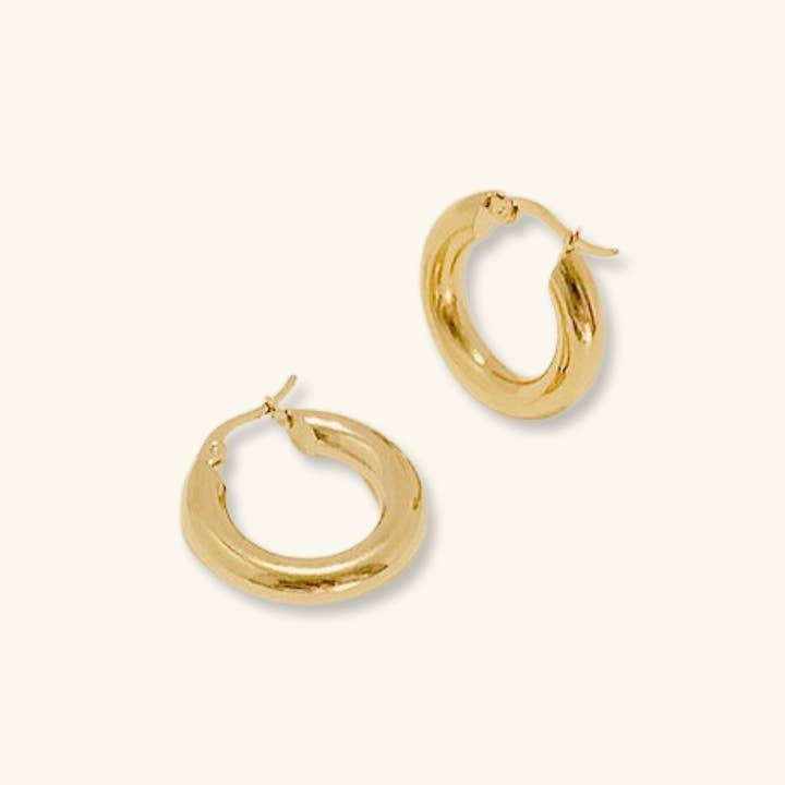 18k Stainless Steel Gold Chunky Hoops Tarnish-free for wholesale by Elyse Jewelry