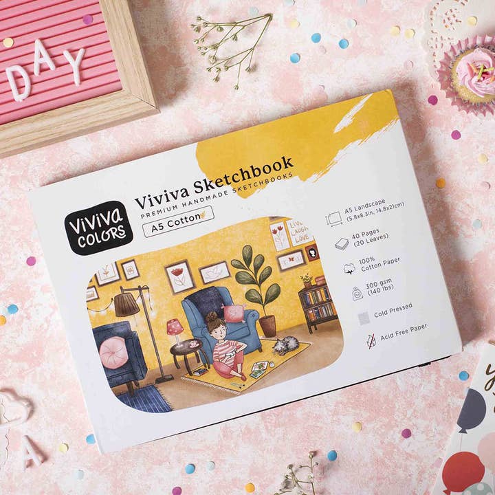 A5 Cotton Sketchbook - 100% cotton handmade paper for wholesale by Viviva Colors
