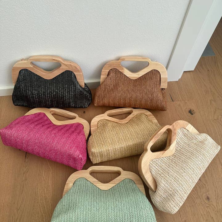 Zhade - Venta al por mayor Bolso de mano - Mujer - Cartera ELSA - rafia y madera