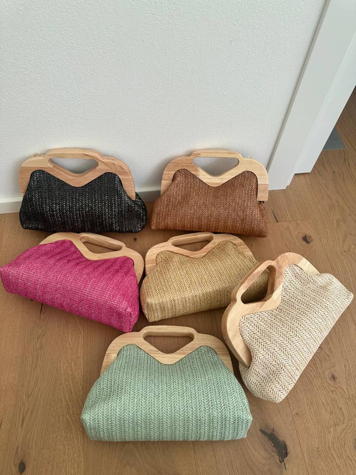 ELSA clutch - rafia e legno per la vendita all'ingrosso da parte di Zhade