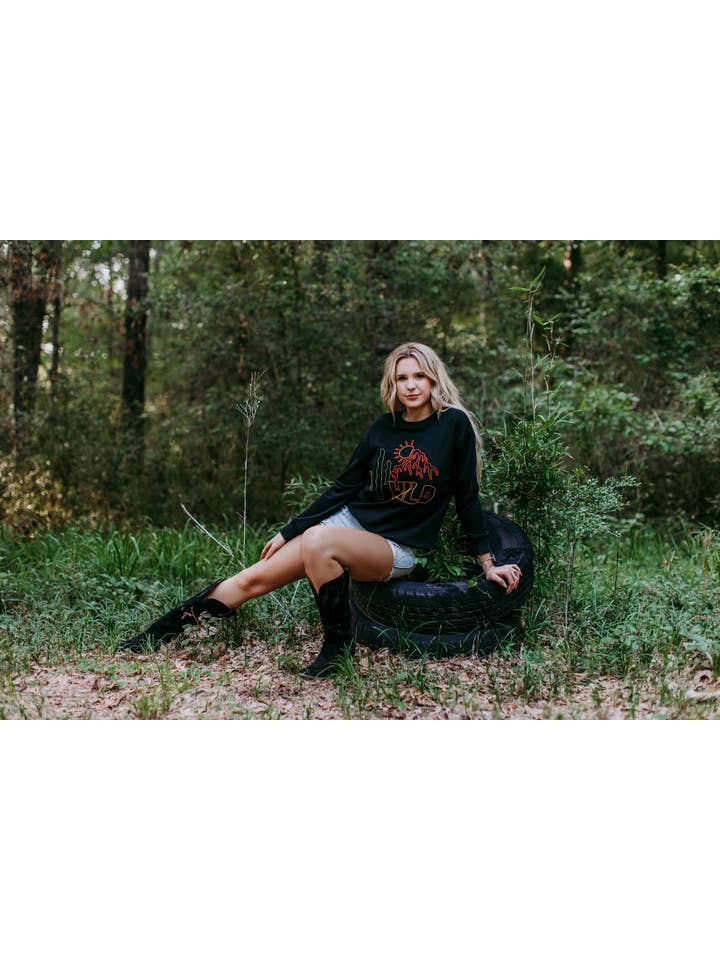 MK253 Wild Toothbrush Embroidery Sweatshirt - Black for wholesale on Faire