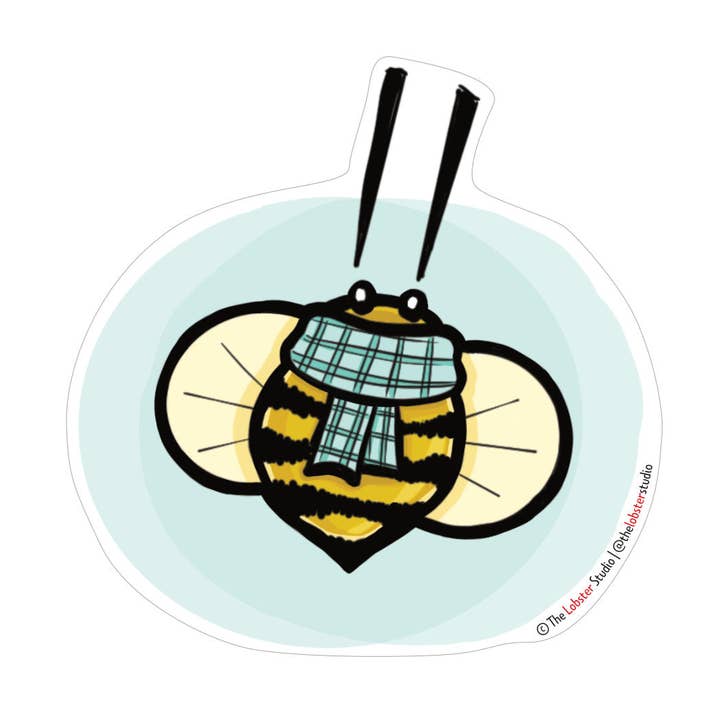 Cozy Bee Vinyl Sticker for wholesale by The Lobster Studio